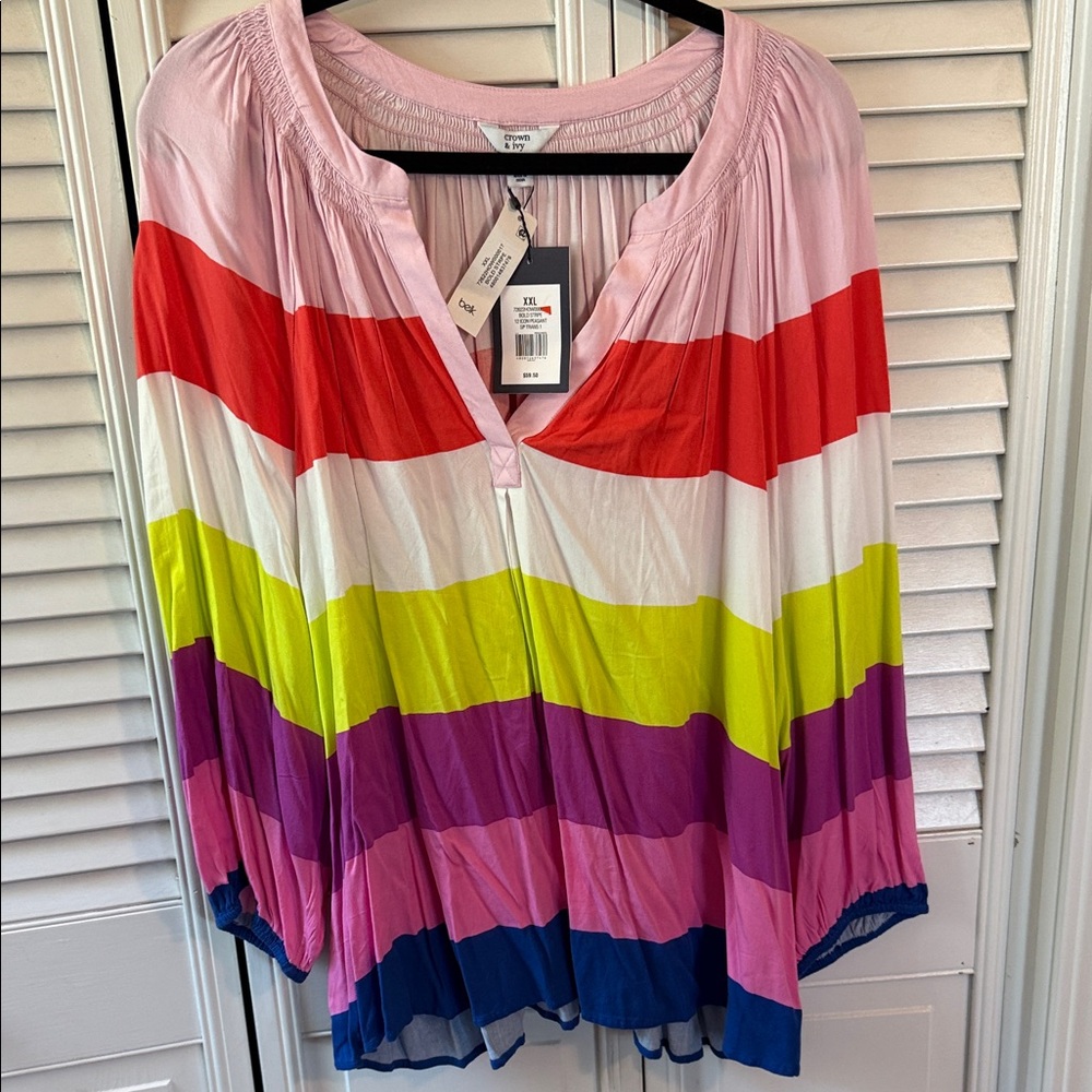 crown & ivy Colorful Striped Blouse